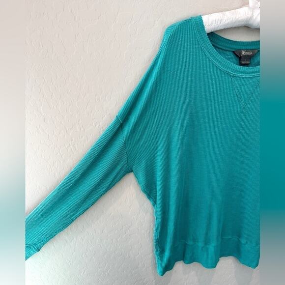 NATURAL REFLECTIONS | Turquoise Thermal Waffle Knit Top | Size Large - Picture 3 of 7